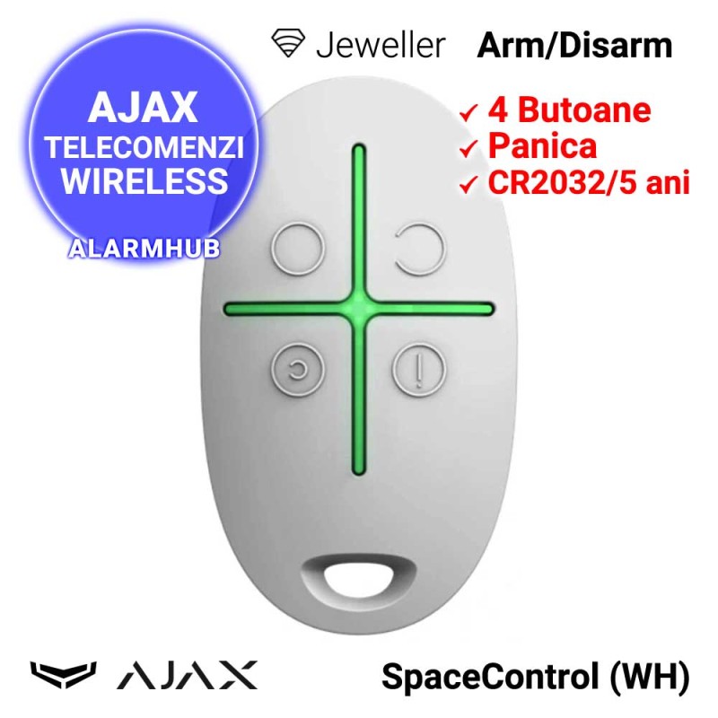AJAX SpaceControl (WH) - telecomanda 4 butoane, alba