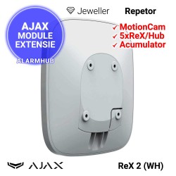 AJAX ReX 2 (WH) - repetor wireless, suporta detectori cu camera, instalare rapida cu suport detasabil