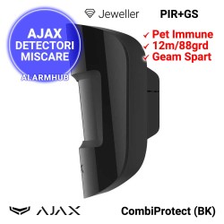 Detector wireless interior PIR+GS AJAX CombiProtect, culoare neagra