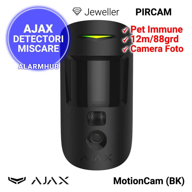 Detector cu camera AJAX MotionCam (BK) - PIR cu camera foto, negru