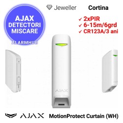 PIR cortina wireless AJAX MotionProtect Curtain, detectie maxima 15m sub unghi 6grd