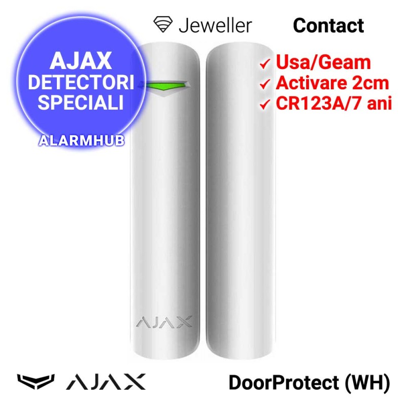 AJAX DoorProtect (WH) - contact magnetic usi/ferestre, actionare 102 cm, alb