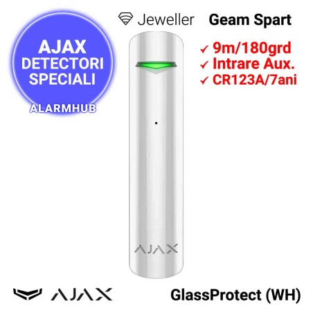 AJAX GlassProtect (WH) - detector wireless de geam spart