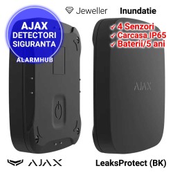 Detector inundatie AJAX LeaksProtect (BK) - carcasa IP65, buton pornit/oprit