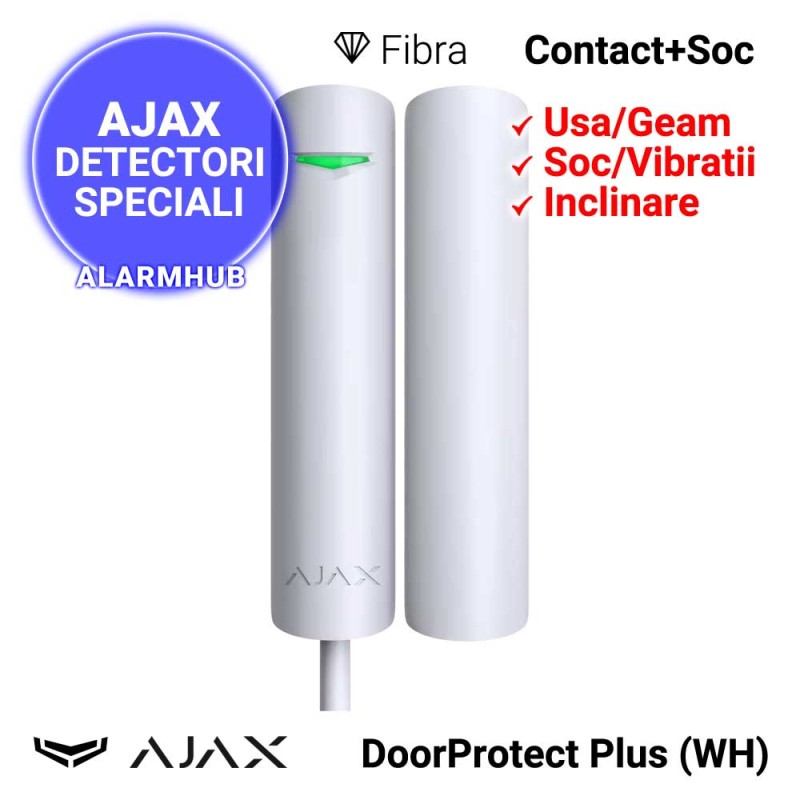 AJAX DoorProtect Plus Fibra (WH) - contact, soc, inclinare
