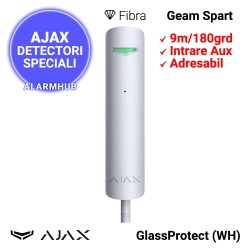 AJAX GlassProtect Fibra (WH) - detector cablat de geam spart, alb