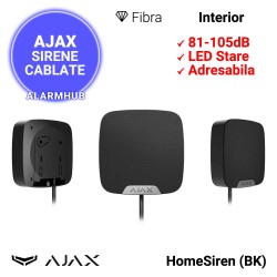 Sirena interior AJAX HomeSiren Fibra (BK) - 105dB, cablare maxima 2000m