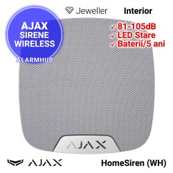 AJAX HomeSiren (WH) - sirena interior wireless, 81-105dB, alba