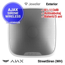 AJAX StreetSiren (WH) - sirena exterior wireless, 81-113dB, alba