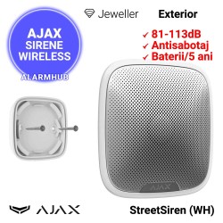 AJAX StreetSiren (WH) - sirena exterior wireless, instalare cu SmartBracket