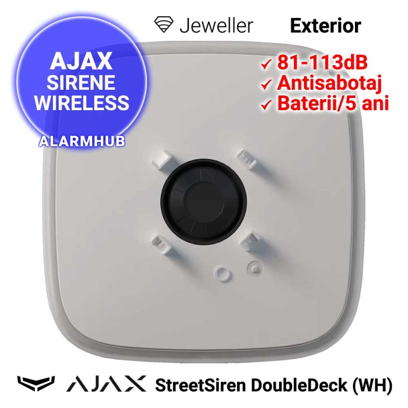 AJAX StreetSiren DoubleDeck (WH) - sirena wireless de exterior, alba