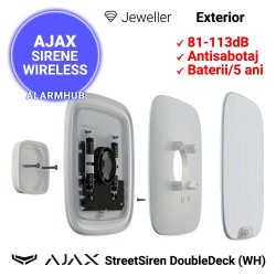 AJAX StreetSiren DoubleDeck (WH) - instalare cu Brandplate