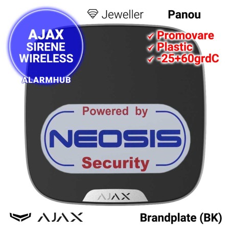 Panou promovare AJAX Brandplate (BK) - pentru sirena exterior, negru