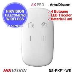 HIKVISION DS-PKF1-WE - telecomanda cu 4 butoane, functii de armare/dezarmare, panica