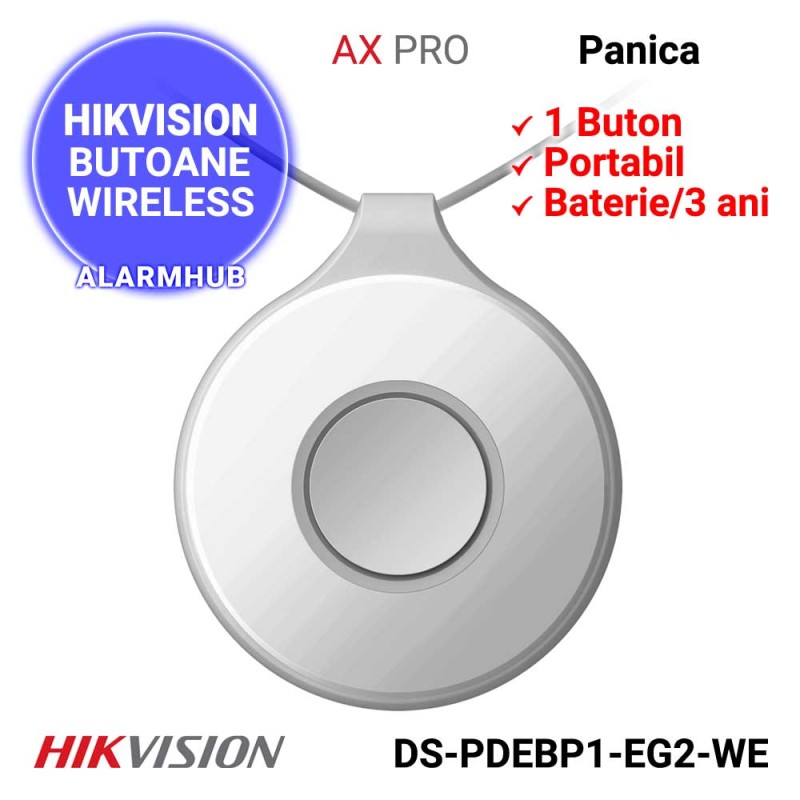 HIKVISION DS-PDEBP1-EG2-WE - buton de panica portabil, functie de panica/urgenta medicala
