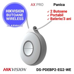 Buton panica portabil dublu HIKVISION DS-PDEBP2-EG2-WE