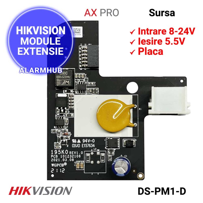 HIKVISION DS-PM1-D - modul sursa alimentare, intrare 8-24V, iesire 5.5V/2A