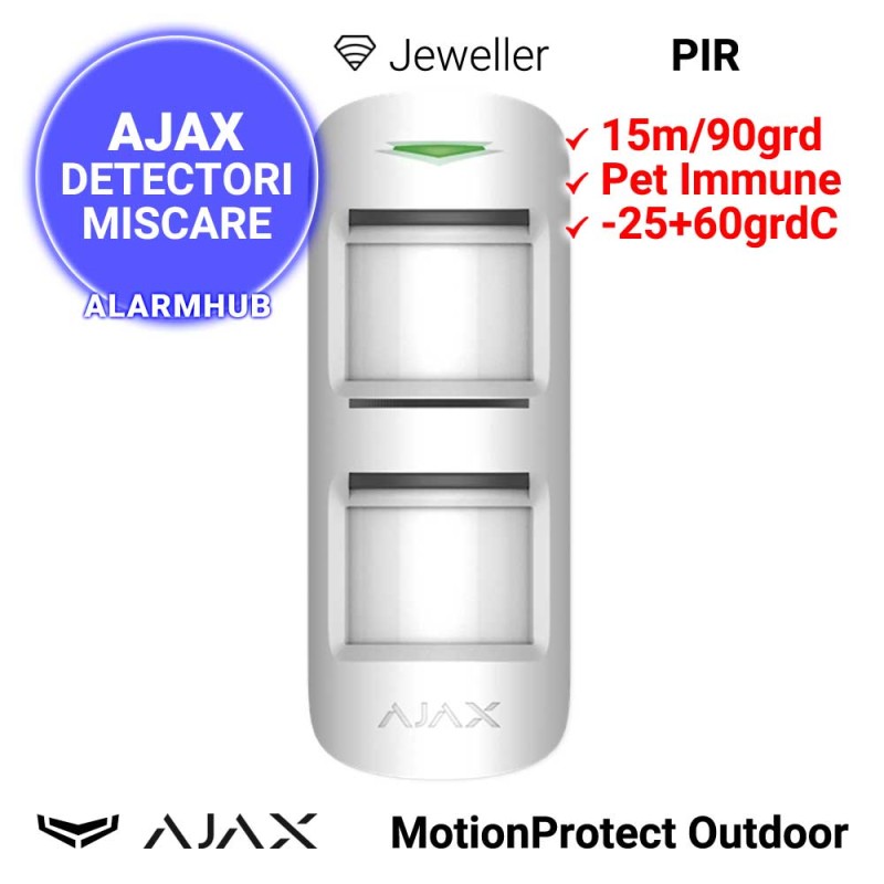 AJAX MotionProtect Outdoor - detector miscare exterior, 2xPIR, pet-immune, anti-masking