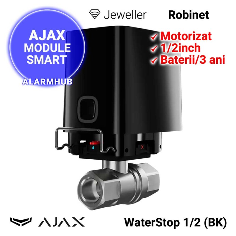 Robinet motorizat AJAX WaterStop 1/2 (BK) - dimensiune 1/2inch, negru