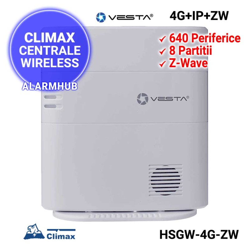 Centrala alarma smart CLIMAX Vesta HSGW-4G-ZW - 4G + Ethernet + Z-Wave