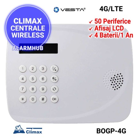 Centrala alarma wireless CLIMAX Vesta BOGP-4G - baterii pentru 1an