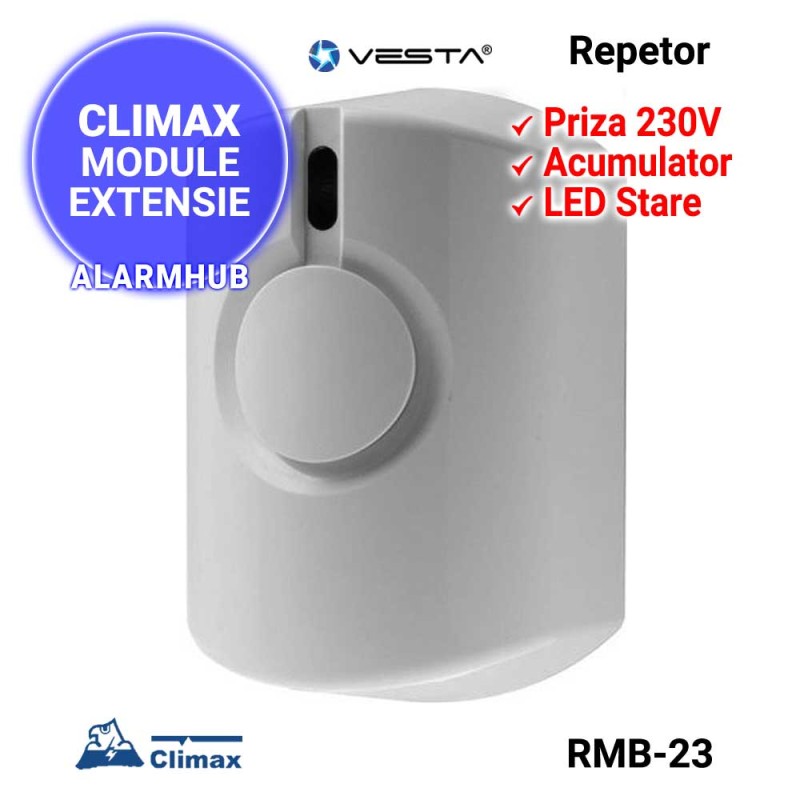 Repetor wireless CLIMAX Vesta RMB-23 - conectare la priza de 230V