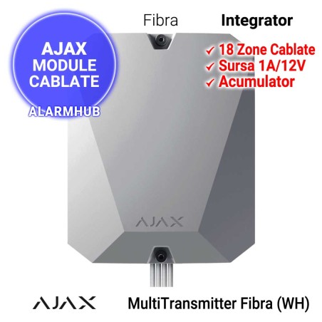 AJAX MultiTransmitter Fibra (WH) - integrator 18 zone cablate