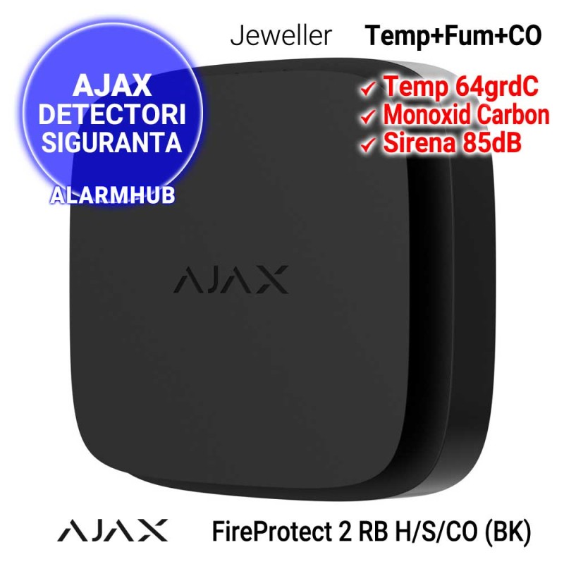 Detector multiplu incendiu si gaz  AJAX FireProtect 2 RB H/S/CO (BK)