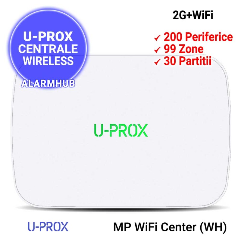 Centrala wireless U-PROX  MP Center WiFi (WH) - 200periferice, 30 partitii, 99 detectori