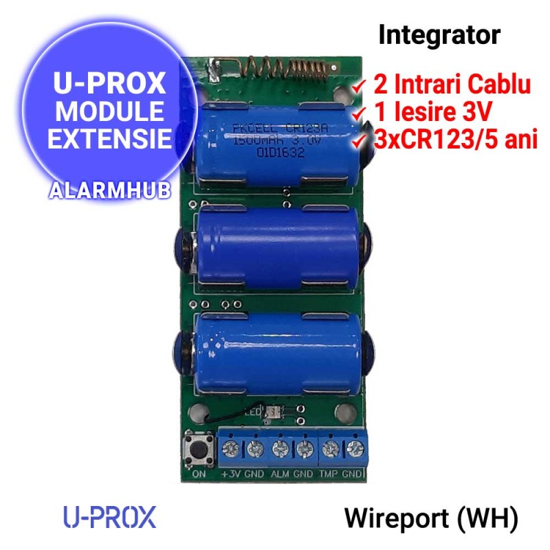 Integrator detectori cablati U-PROX Wireport - 2 intrari, 3xCR123A