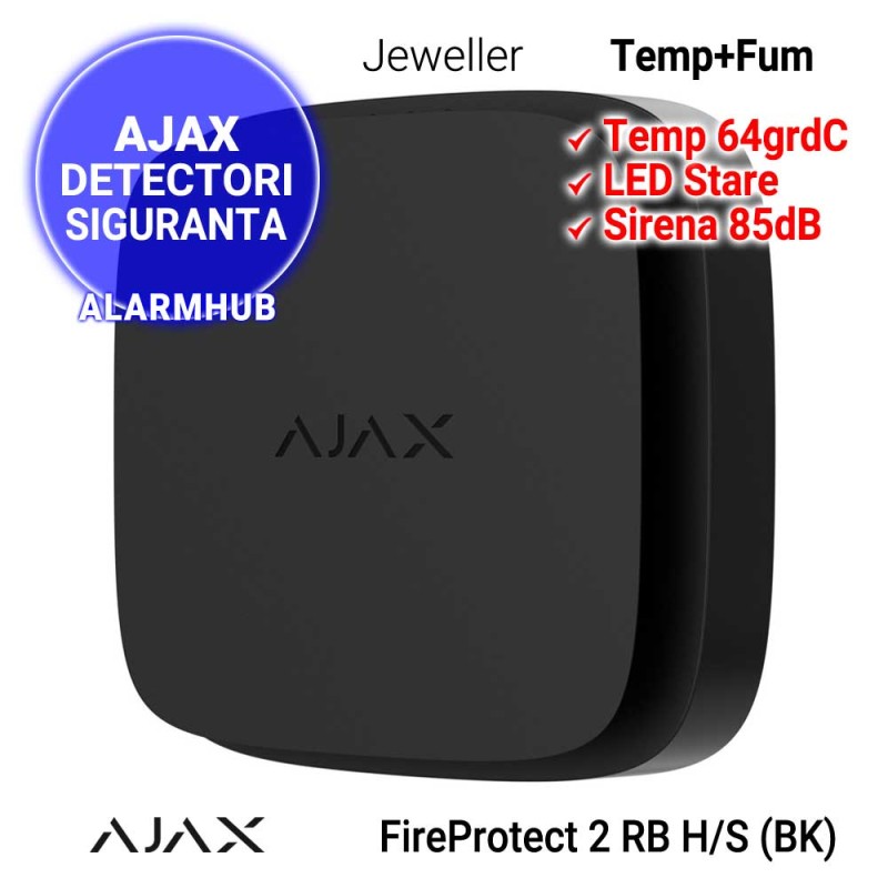 Detector dublu fum si temperatura AJAX FireProtect 2 RB H/S (BK)