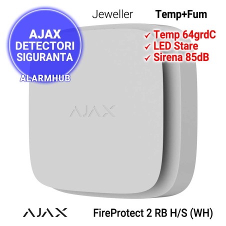 Detector fum si temperatura alb AJAX FireProtect 2 RB H/S (WH)