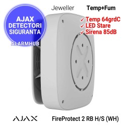Detector fum si temperatura alb AJAX FireProtect 2 RB H/S (WH) - suport smart bracket inclus