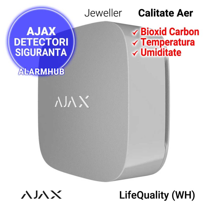 AJAX LifeQuality (WH) - detector de bioxid de carbon, temperatura, umiditate