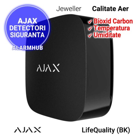Monitorizare CO2, temperatura, umiditate AJAX LifeQuality (BK)
