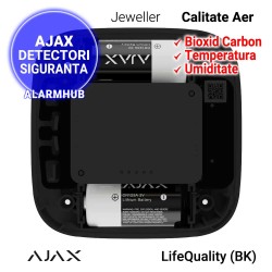 Monitorizare CO2, temperatura, umiditate AJAX LifeQuality (BK) - baterii pentru 3 ani