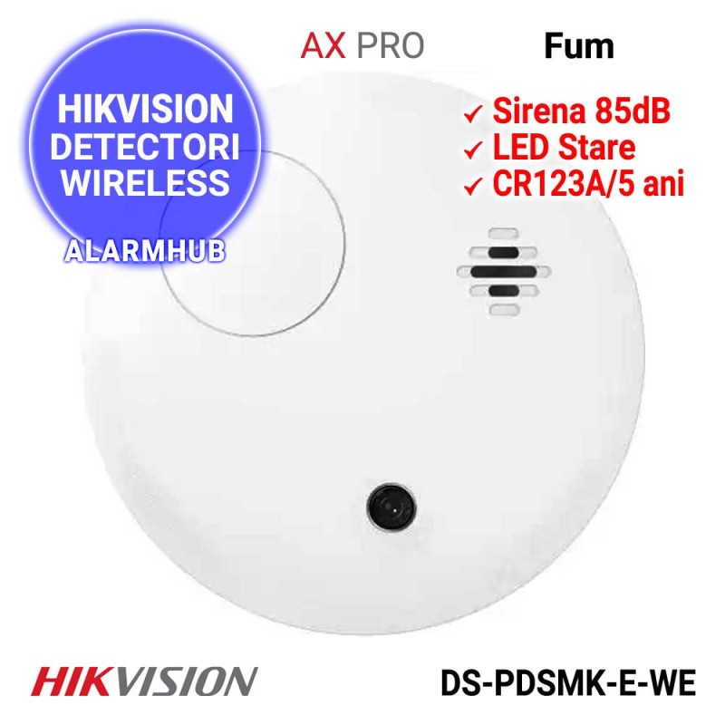 HIKVISION DS-PDSMK-E-WE  detector wireless de fum generatia a 2-a