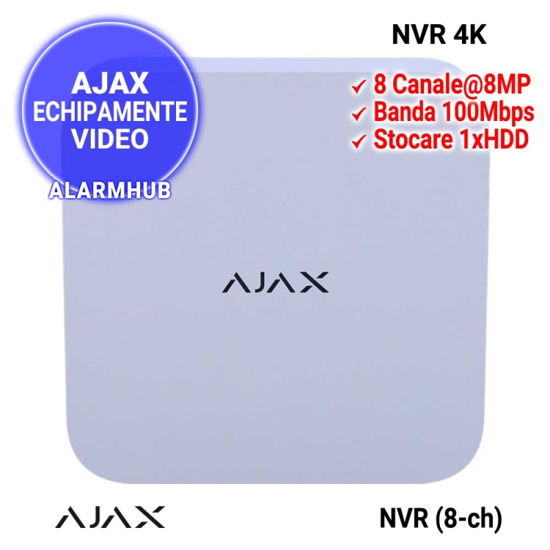 NVR 8 canale AJAX, rezolutie 4K