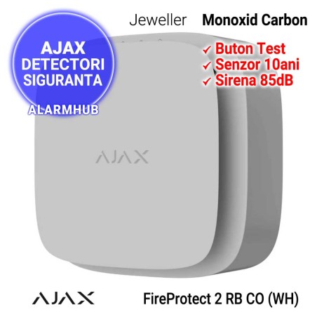 AJAX FireProtect 2 RB CO (WH) - detector monoxid carbon, alb
