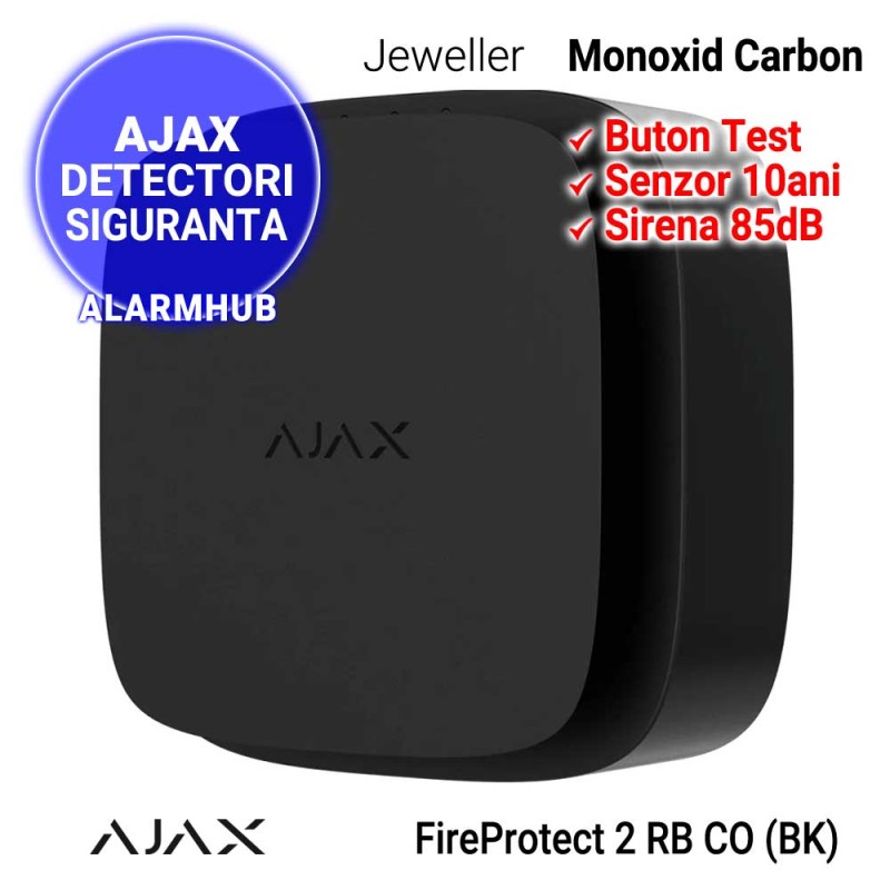 Detector monoxid carbon negru AJAX FireProtect 2 RB CO (BK)