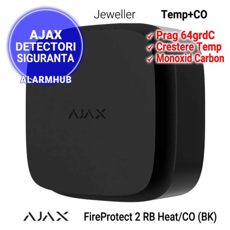 Detector temperatura si monoxid AJAX FireProtect 2 RB Heat/CO (BK)