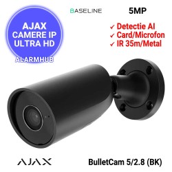 Camera IP exterior 5MP/3K AJAX BulletCam lentila 2.8mm, card, IR 35m, neagra