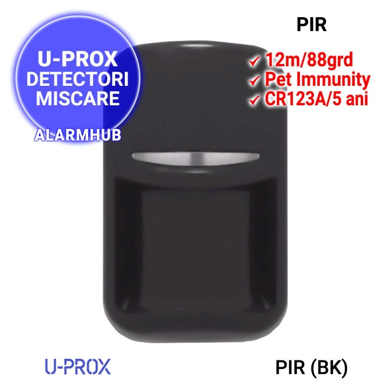 Detector de miscare wireless, volumetric 12m, negru, U-PROX PIR