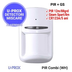 U-PROX PIR Combi - detector dual wireless, PIR si geam spart, alb