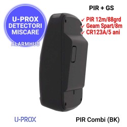 Detector dual PIR si geam spart U-PROX PIR Combi negru