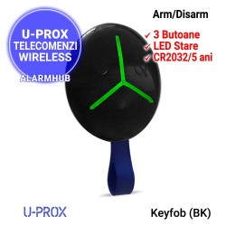 Telecomanda neagra U-PROX Keyfob, 3 butoane, baterie 5 ani