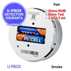 Detector fum wireless U-PROX Smoke - 2 baterii AAA pentru functionare max. 3 ani