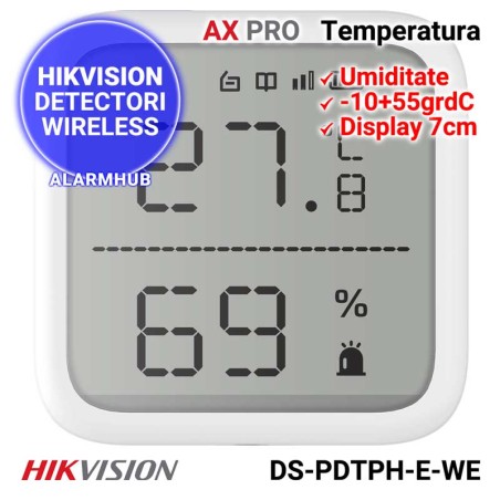 HIKVISION DS-PDTPH-E-WE - detector wireless de temperatura si umiditate