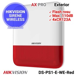 HIKVISION DS-PS1-E-WE-RED - sirena wireless de exterior, flash rosu