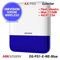 HIKVISION DS-PS1-E-WE-BLUE - sirena wireless de exterior, flash albastru